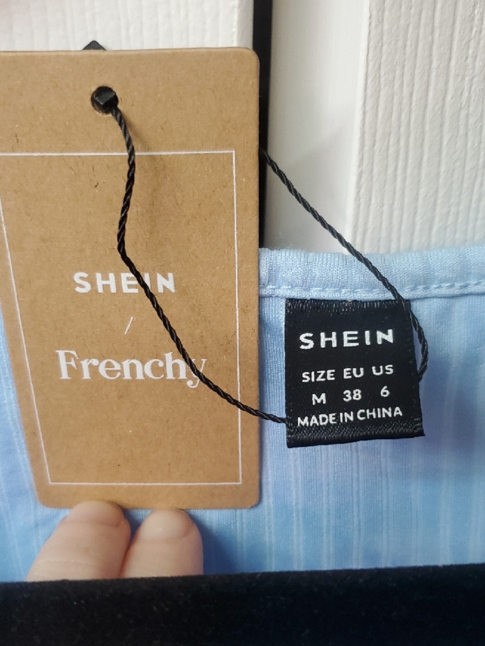 Light Blue Ribbed Button-Front Women’s Top - Picture 2 of 3